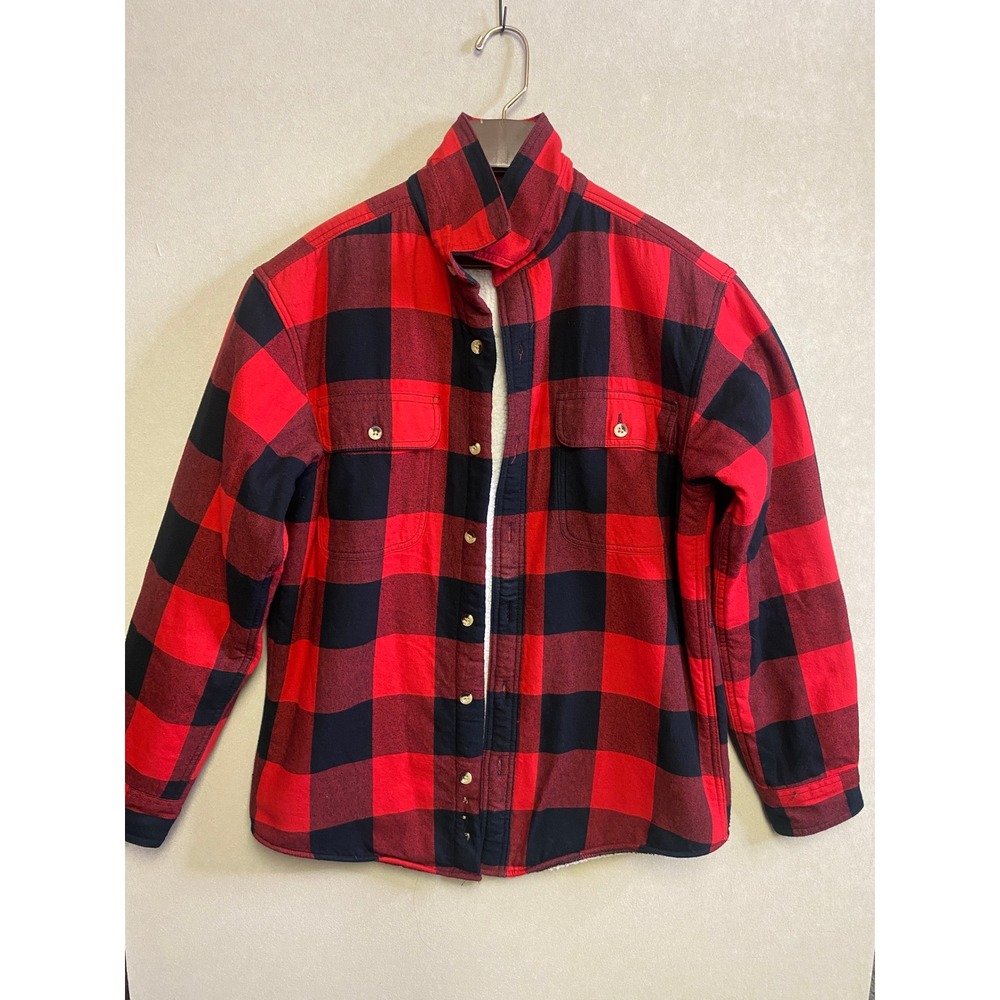 RedHead Mens Buffalo Plaid Sherpa Lined Flannel Shirt Jacket Red Black Medium